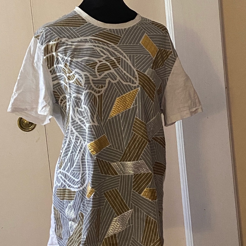 Stylish White and Gold Versace Men's Shirt